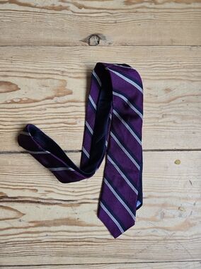 Tommy Hilfiger Purple Striped Silk Tie Classic Mens